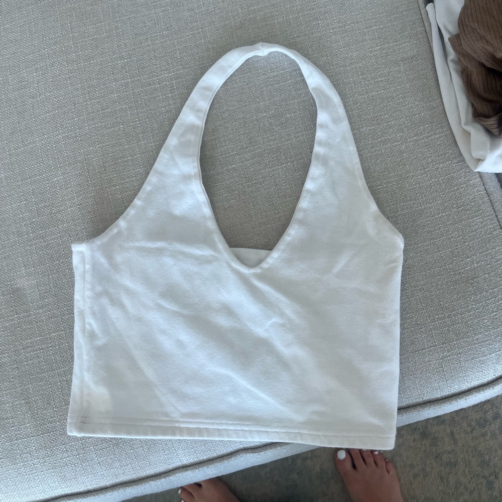 Brandy Melville White Halter Crop Top